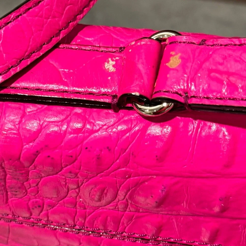 Kate Spade Doris Neon Pink Crocodile Print Handbag! - Picture 5 of 14